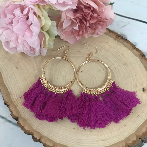 Oversized Bohemian Round Dangle Earrings Tassels - Picture 5 of 8